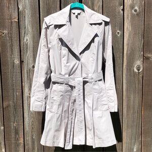 CAbi belted gray trench coat jacket size medium